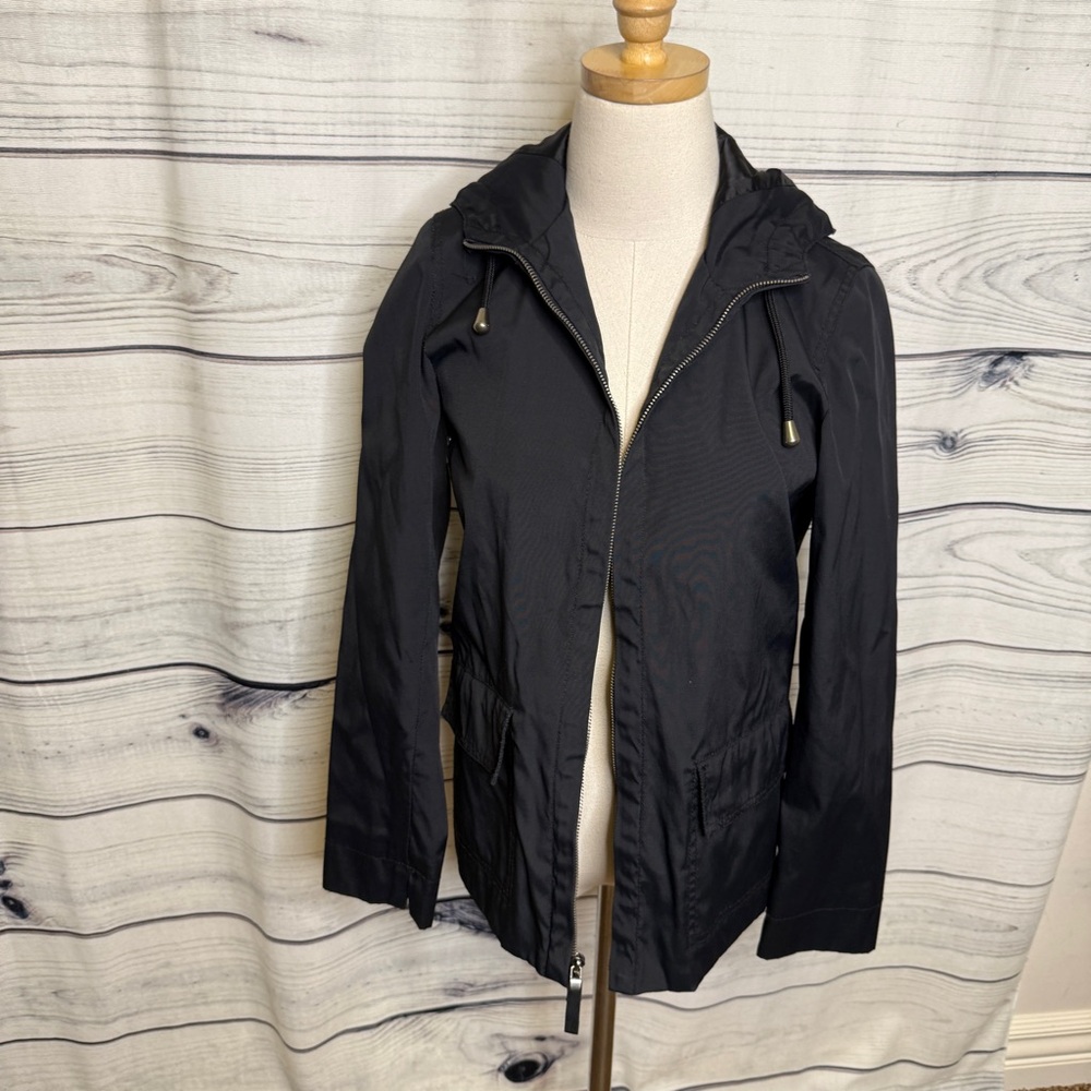 Kenneth Cole Reaction Black Hooded Lightweight Jacket